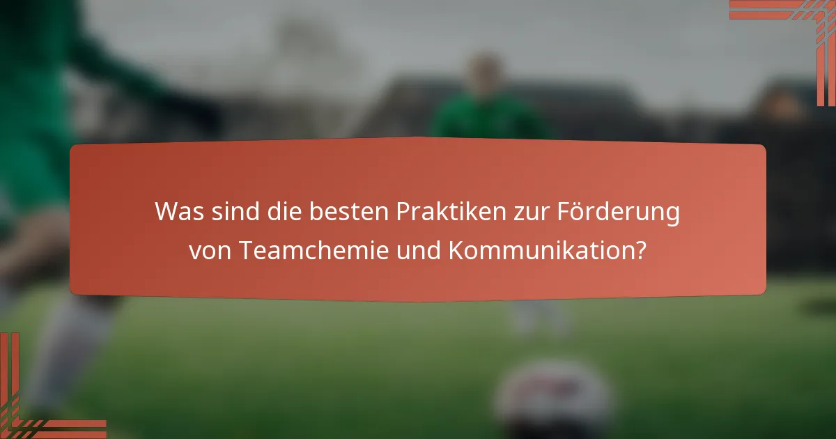 Was sind die besten Praktiken zur Förderung von Teamchemie und Kommunikation?