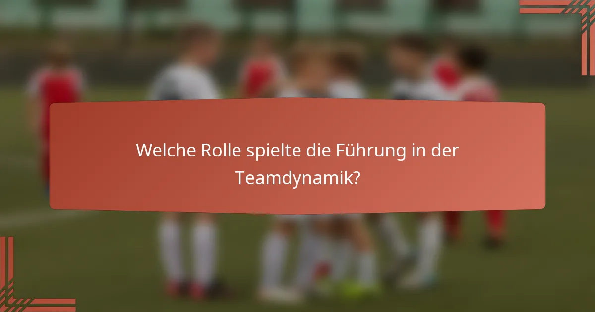 Welche Rolle spielte die Führung in der Teamdynamik?