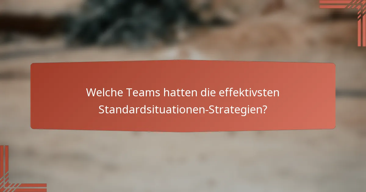 Welche Teams hatten die effektivsten Standardsituationen-Strategien?