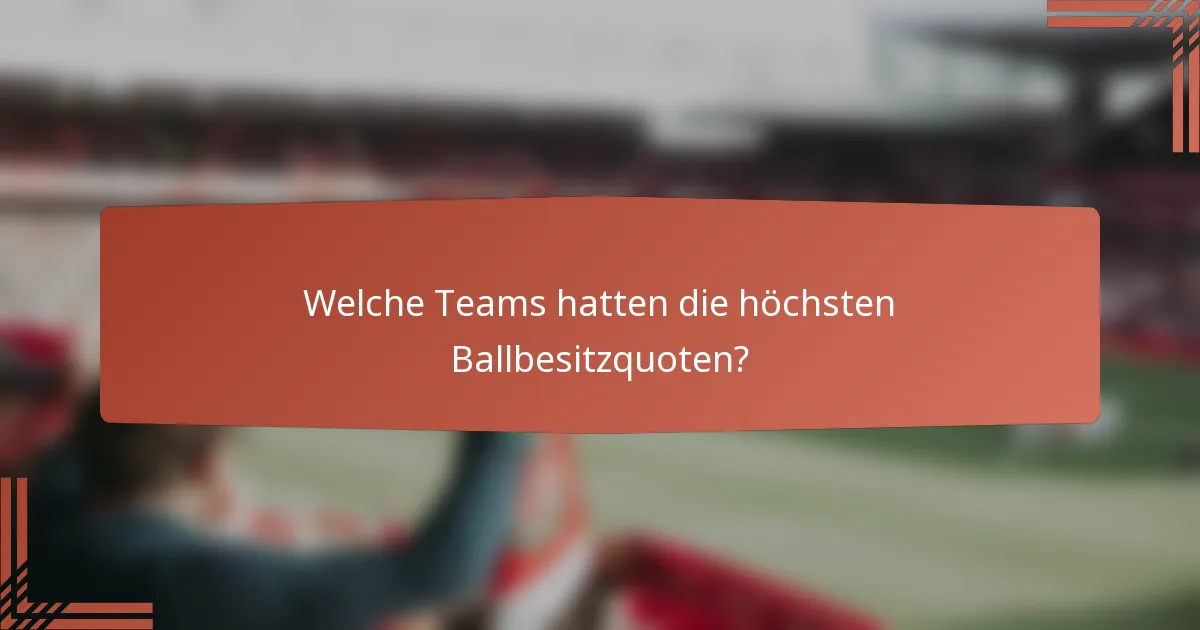 Welche Teams hatten die höchsten Ballbesitzquoten?