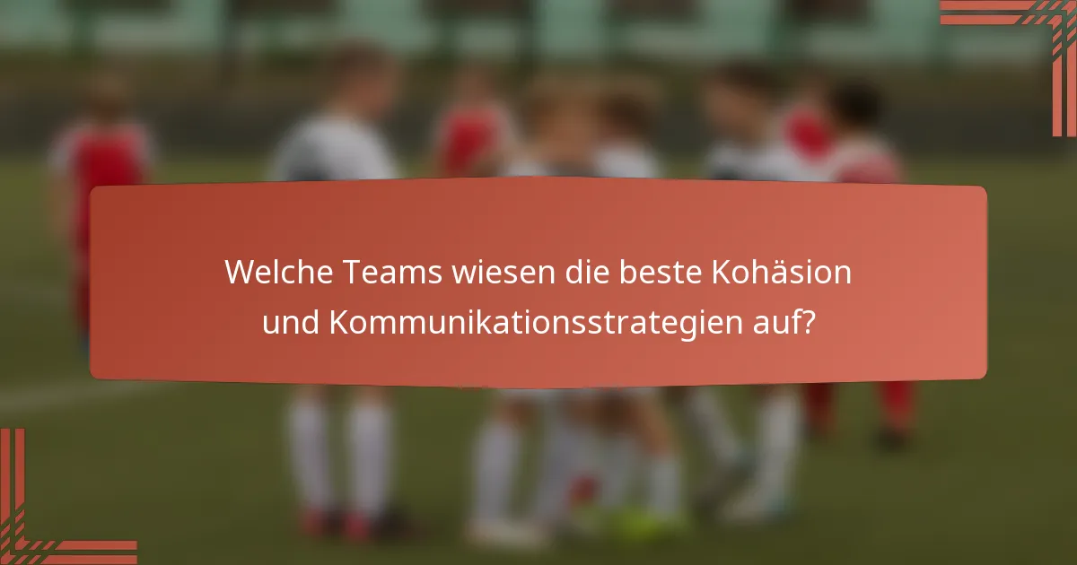 Welche Teams wiesen die beste Kohäsion und Kommunikationsstrategien auf?