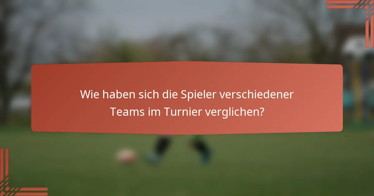 Wie haben sich die Spieler verschiedener Teams im Turnier verglichen?