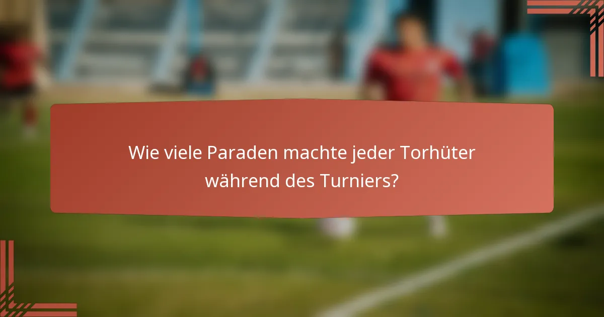 Wie viele Paraden machte jeder Torhüter während des Turniers?